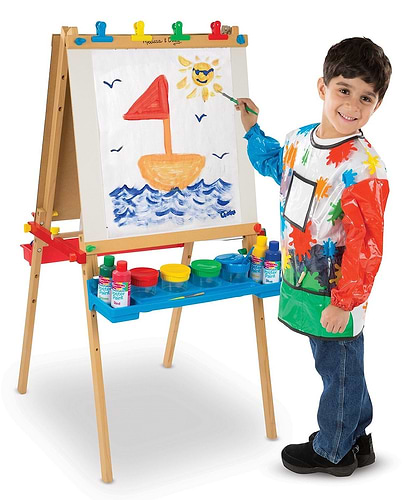 לוח ציור גדול לטושים מחיקים / גירים / נייר הכולל 2 מדפים ניתנים להסרה