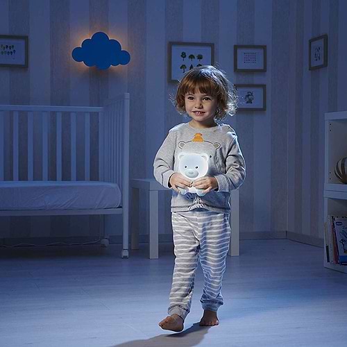 מנורת לילה דובי החלומות מאירה ומנגנת בניעור - כחול 