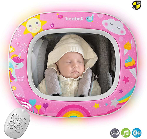 מראה לרכב לתינוק FOREST FUN עם מנגינות מרגיעות ותאורת לילה - ורוד
