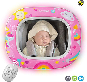 מראה לרכב לתינוק FOREST FUN עם מנגינות מרגיעות ותאורת לילה - ורוד בן בת