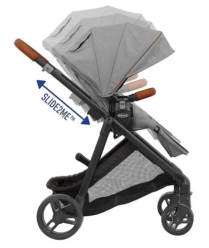 עגלת תינוק Near 2 Me עם מצבי גובה משתנים למושב טיולון ולעריסה - אפור Steeple Grey