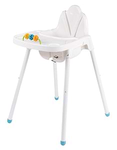 כיסא אוכל 2 גבהים עם מגש נשלף וקשת חרוזים למשחק - לבן  איי אמ טויס