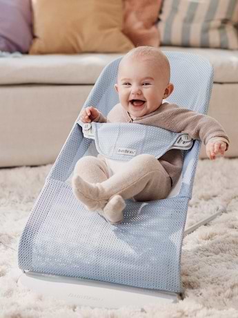 ‏טרמפולינה לתינוק Baby Bouncer בד נושם Mesh -  כחול שמיים/לבן Sky Blue/White