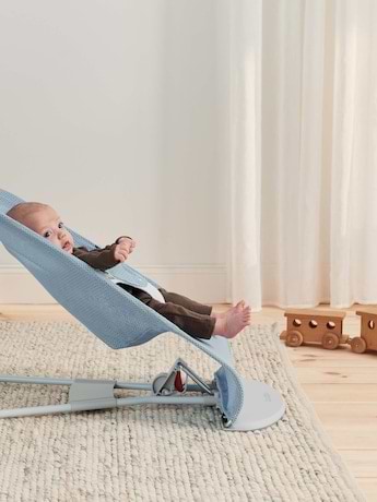‏טרמפולינה לתינוק Baby Bouncer בד נושם Mesh -  כחול שמיים/לבן Sky Blue/White