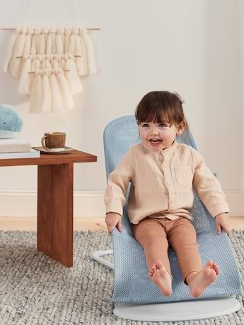 ‏טרמפולינה לתינוק Baby Bouncer בד נושם Mesh -  כחול שמיים/לבן Sky Blue/White