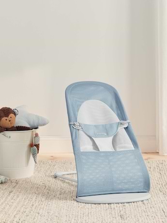 ‏טרמפולינה לתינוק Baby Bouncer בד נושם Mesh -  כחול שמיים/לבן Sky Blue/White