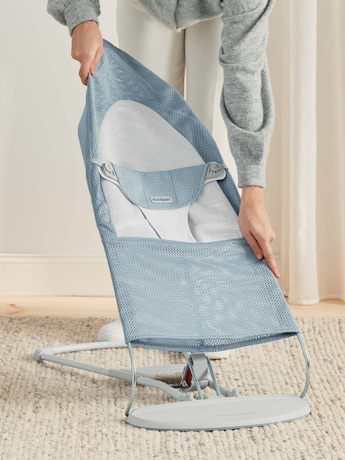 ‏טרמפולינה לתינוק Baby Bouncer בד נושם Mesh -  כחול שמיים/לבן Sky Blue/White
