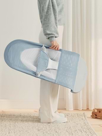 ‏טרמפולינה לתינוק Baby Bouncer בד נושם Mesh -  כחול שמיים/לבן Sky Blue/White