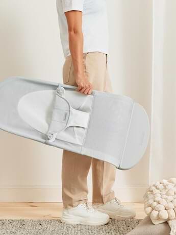 ‏טרמפולינה לתינוק Baby Bouncer בד נושם Mesh -  כסוף/לבן Silver/White