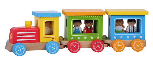 רכבת נוסעים 15 חלקים מעץ