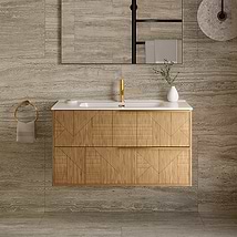 Kora Art Faux Fluted 32" Single Vanity with Integrated White Ceramic ...