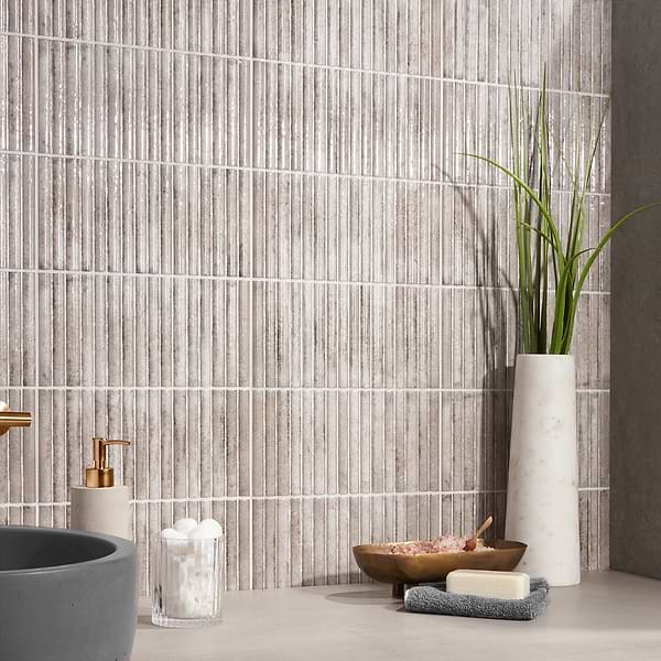 Bryn Fluted Gray 6x12 3D; in Gray Red Body Ceramic; for Backsplash, Bathroom Wall, Kitchen Wall, Shower Wall, Wall Tile; in Style Ideas Industrial, Mid Century