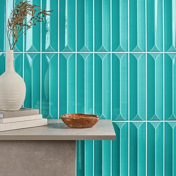 Retouch Inflex Teal Green 4.5x18 3D Crackled Glossy Ceramic Tile
