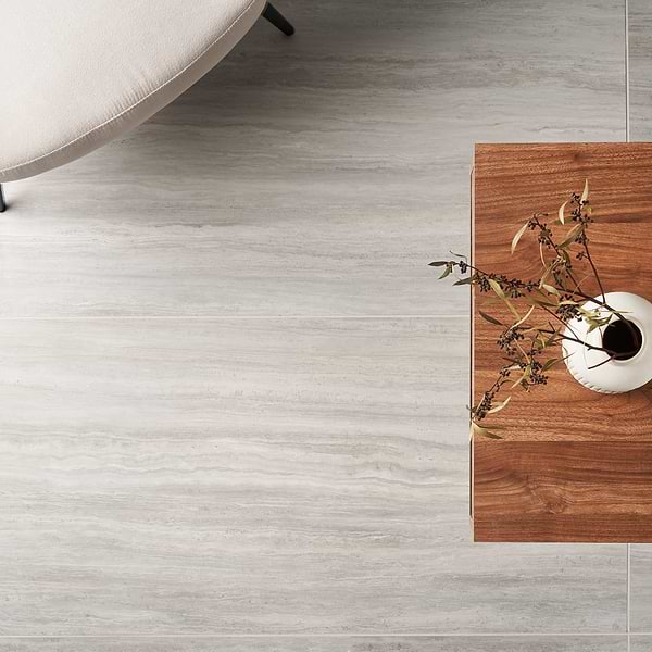 Zenit Grigio Chiaro Gray 24x48 Travertine Look Matte Porcelain Tile