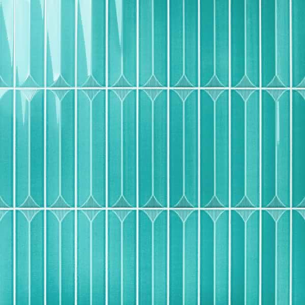 Retouch Inflex Teal Green 4.5x18 3D Crackled Glossy Ceramic Tile
