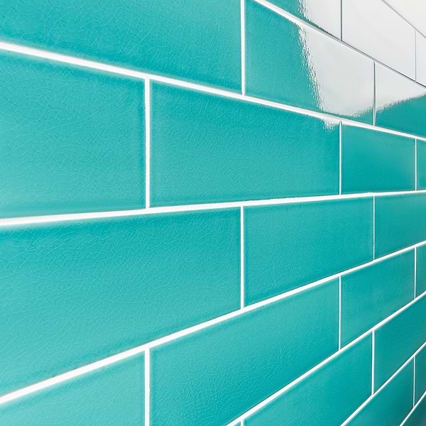 Retouch Teal Green 4.5x18 Crackled Glossy Ceramic Tile