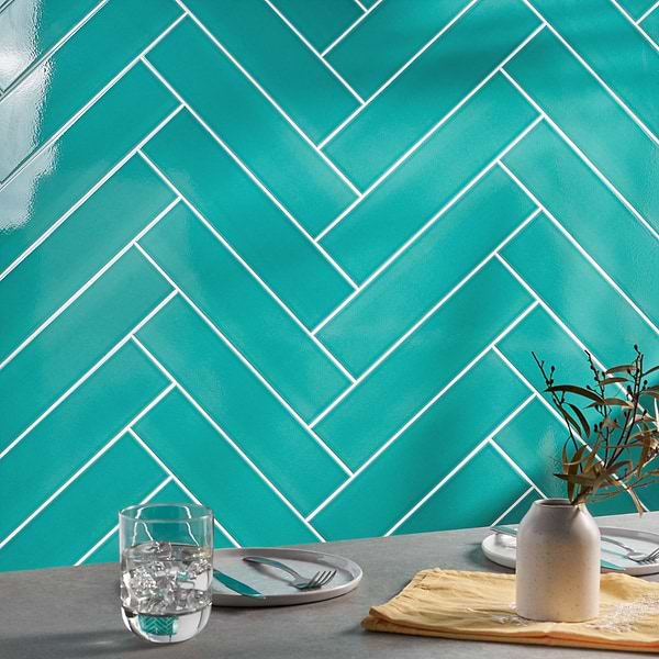 Retouch Teal Green 4.5x18 Crackled Glossy Ceramic Tile; in Green Blue Ceramic; for Backsplash, Bathroom Wall, Kitchen Wall, Shower Wall, Wall Tile; in Style Ideas Contemporary, Traditional, Transitional