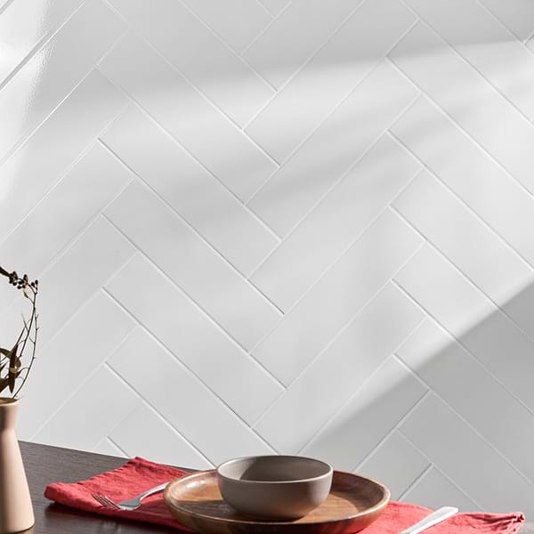Retouch White 4.5x18 Crackled Glossy Ceramic Tile; in White Ceramic; for Backsplash, Bathroom Wall, Kitchen Wall, Shower Wall, Wall Tile; in Style Ideas Contemporary, Traditional, Transitional