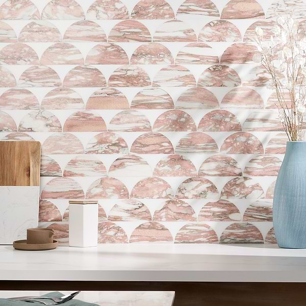 Horizon Moon Rosa - Rosa Norvegia- Thassos Polished Marble