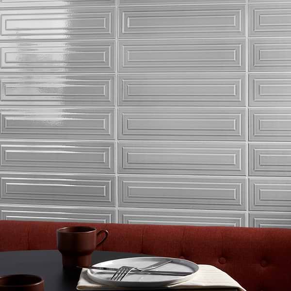 Retouch Frame Gray 4.5x18 3D Crackled Glossy Ceramic Tile