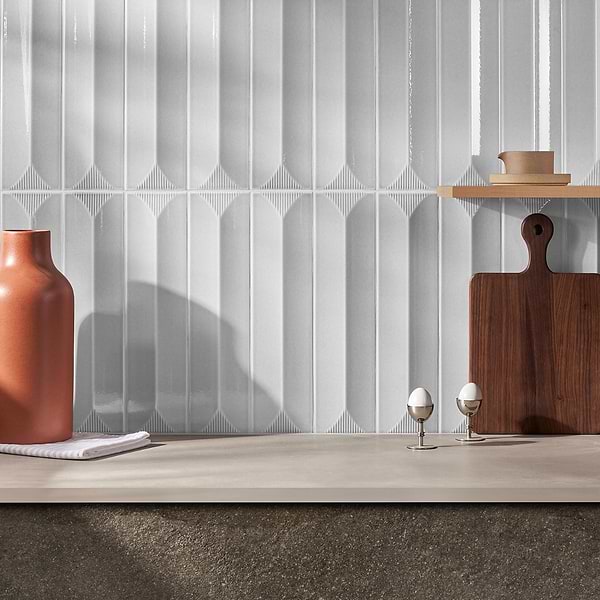 Retouch Inflex Gray 4.5x18 3D Crackled Glossy Ceramic Tile; in Gray Ceramic; for Backsplash, Bathroom Wall, Kitchen Wall, Shower Wall, Wall Tile; in Style Ideas Contemporary, Traditional, Transitional