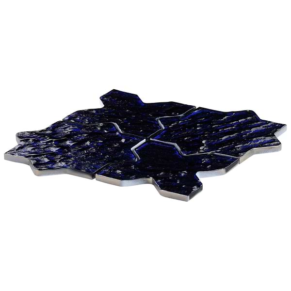Kismet Blue 4" Star Cross Polished Glass Mosaic Tile