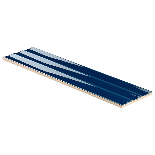 Retouch Fluted Nautical Blue 4.5x18 3D Crackled Glossy Ceramic Tile
