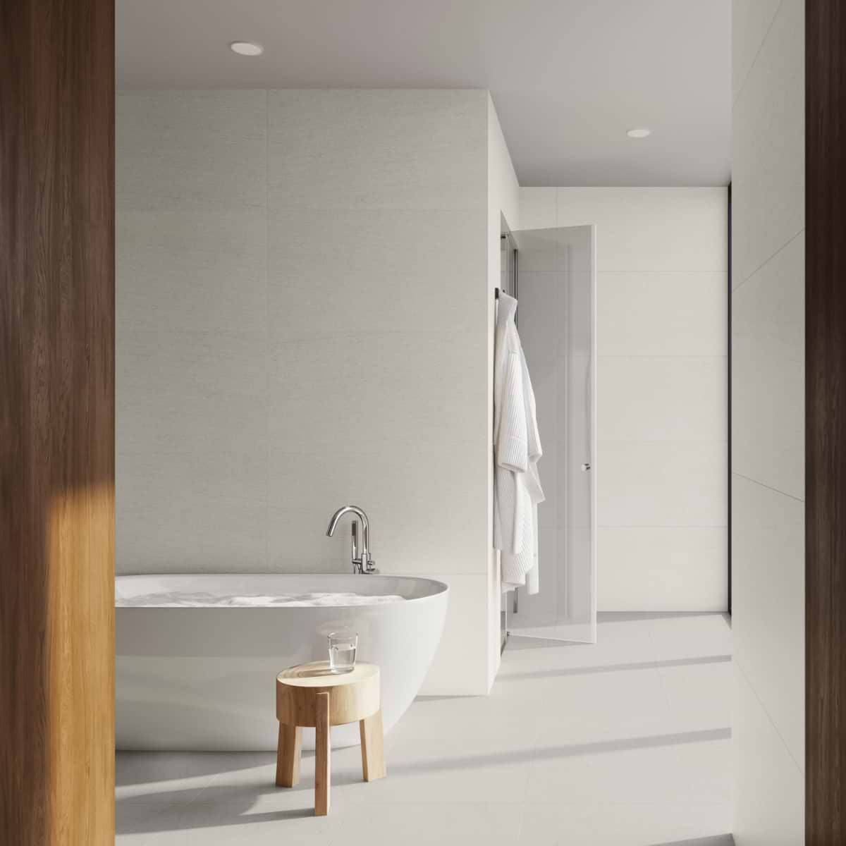 Shop Tectonic Ivory White 24x48 Matte Porcelain Tile at