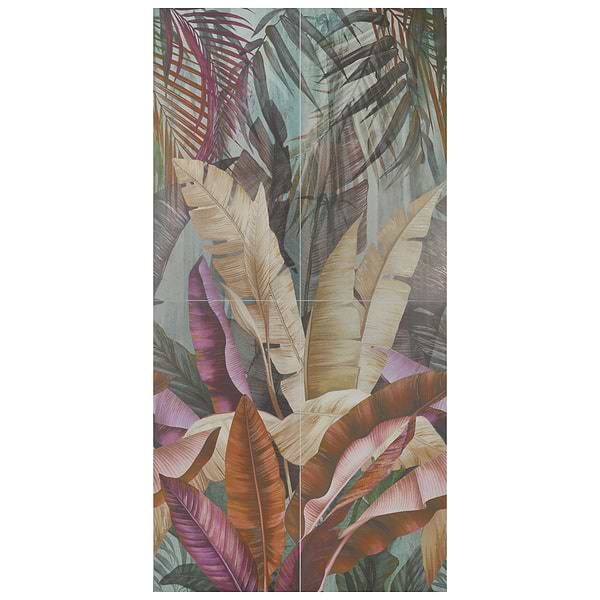 KIT- Paula Purroy Musee Rainforest Multicolor 24x48 Artisan Decor Mural Porcelain Tile
