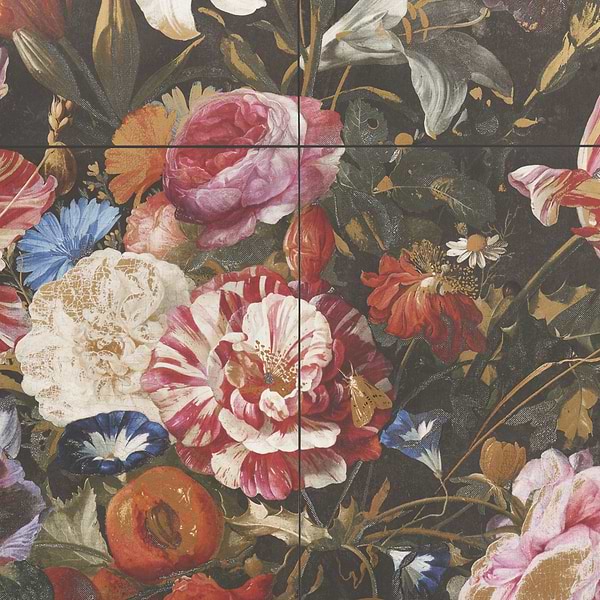 KIT- Paula Purroy Musee Bouquet Multicolor 24x48 Artisan Decor Mural Porcelain Tile