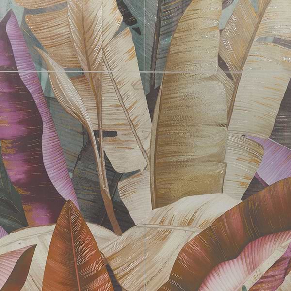 KIT- Paula Purroy Musee Rainforest Multicolor 24x48 Artisan Decor Mural Porcelain Tile