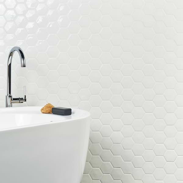Baroque Glass Blanco White 3" Burst Polished Mosaic; in White Glass; for Backsplash, Bathroom Wall, Kitchen Wall, Outdoor Wall, Shower Wall, Wall Tile; in Style Ideas Art Deco, Classic, Contemporary, Craftsman, Traditional