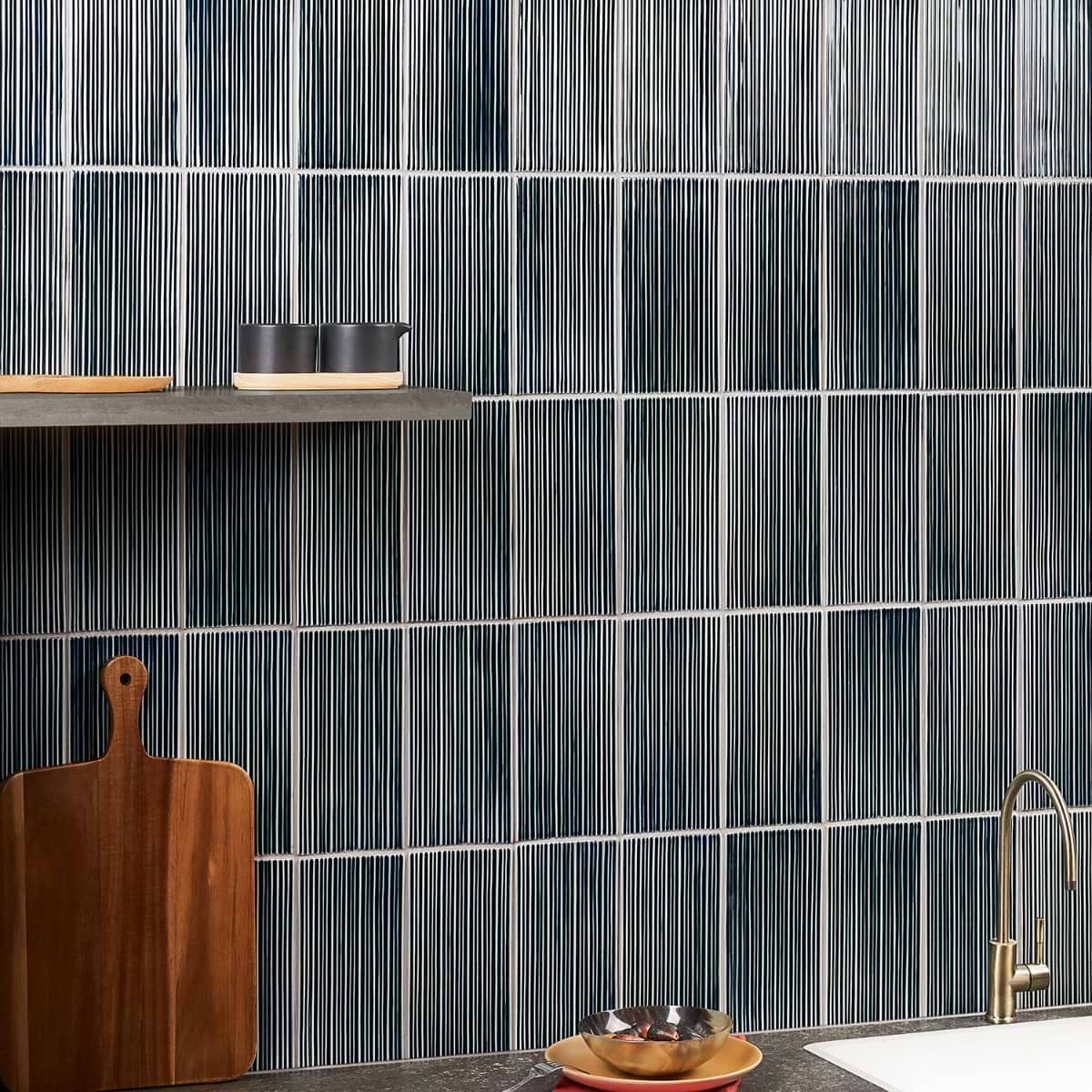 Shop Baroque Glass Midnight Blue 4.5x9 Fluted Ridged Polished