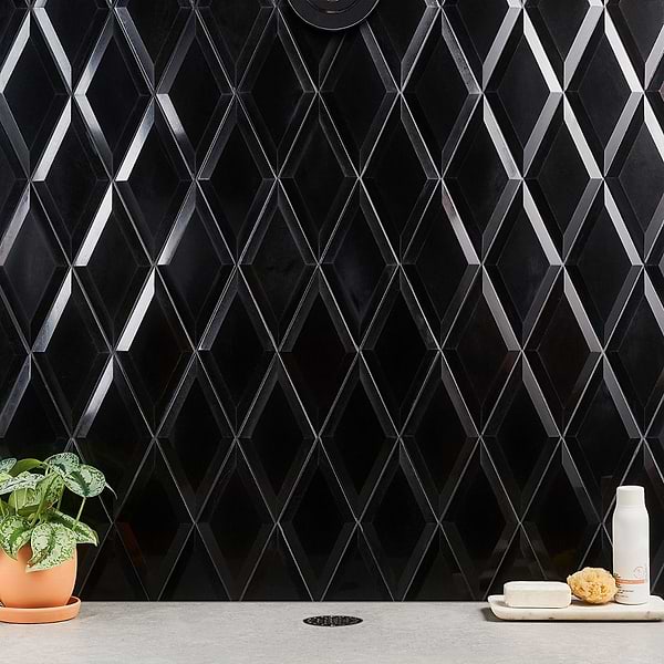 Cabot Black Jade Beveled 6x12; in Black Black Jade; for Backsplash, Bathroom Wall, Kitchen Wall, Outdoor Wall, Shower Wall, Wall Tile; in Style Ideas Art Deco, Classic, Traditional