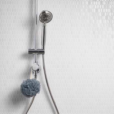 Moonlit Rain White 1/4" x 1" Polished Glass Mosaic Tile