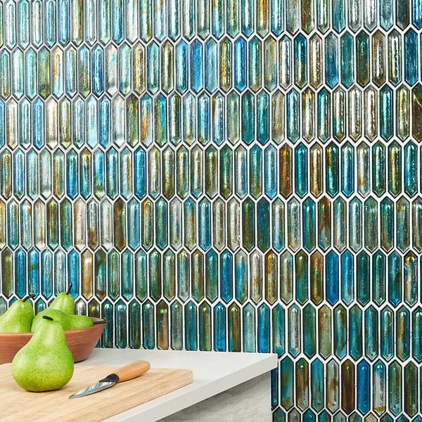 Artemis Tropical Lagoon; in Multicolor Glass; for Backsplash, Bathroom Wall, Kitchen Wall, Outdoor Wall, Shower Wall, Wall Tile; in Style Ideas Beach, Contemporary, Mediterranean