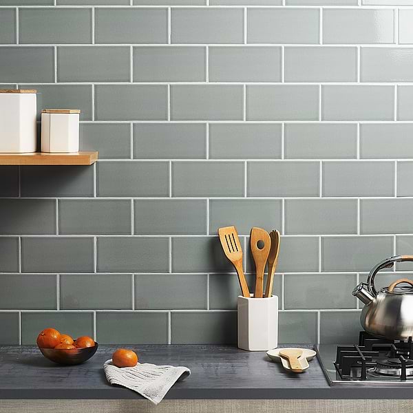 Palisa Steel 4x8 Crackle; in Blue Ceramic; for Backsplash, Bathroom Wall, Kitchen Wall, Shower Wall, Wall Tile; in Style Ideas Beach, Farmhouse, Mediterranean, Mid Century