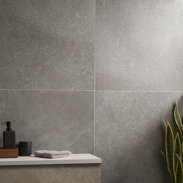 Ages Fossil Dark Gray 24x24 Limestone Look Matte Porcelain Tile
