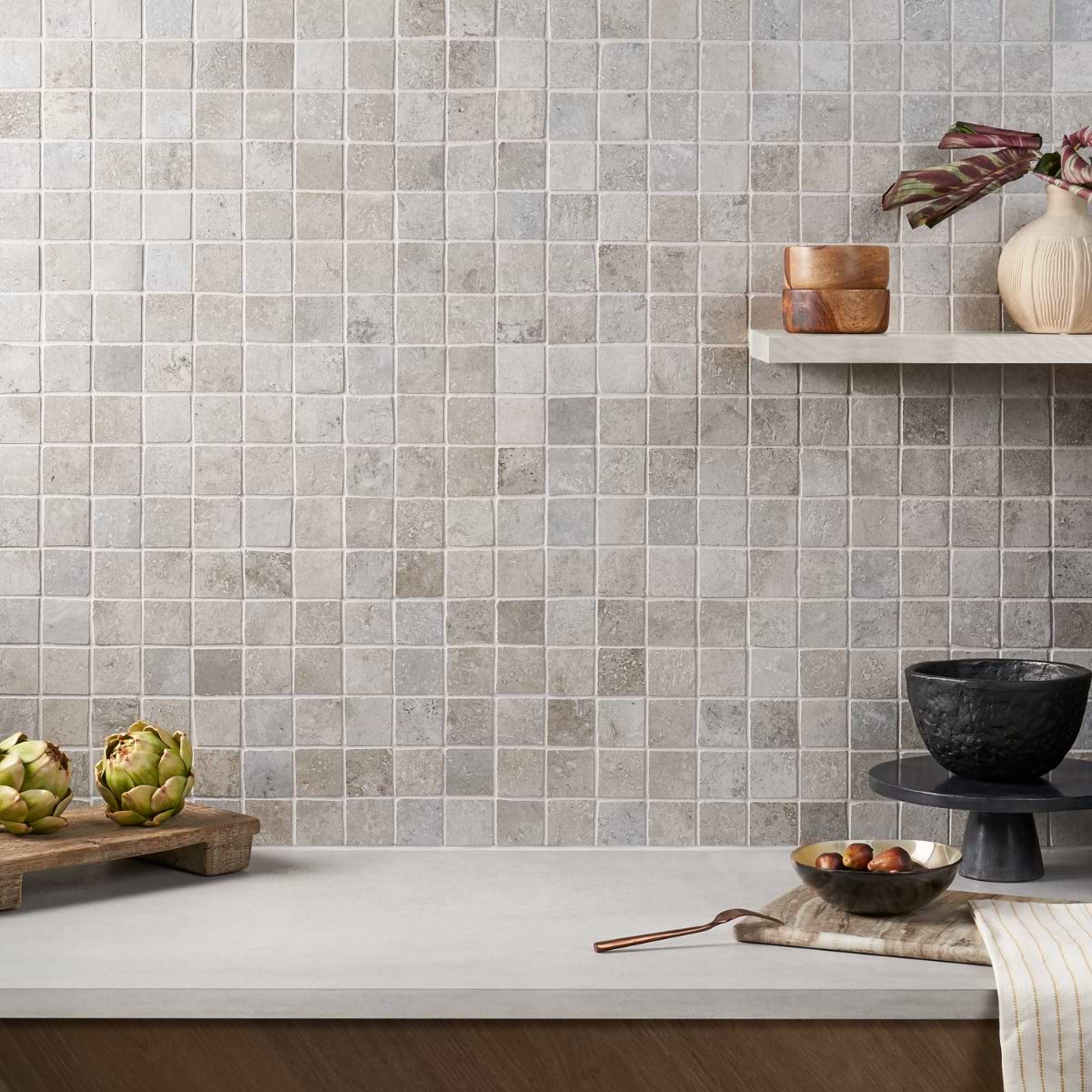 Caruso Efeso 2x2; in Gray Porcelain; for Backsplash, Bathroom Floor, Bathroom Wall, Commercial Floor, Floor Tile, Kitchen Floor, Kitchen Wall, Shower Floor, Shower Wall, Wall Tile; in Style Ideas Beach, Craftsman, Farmhouse, Industrial, Mediterranean, Rustic, Traditional