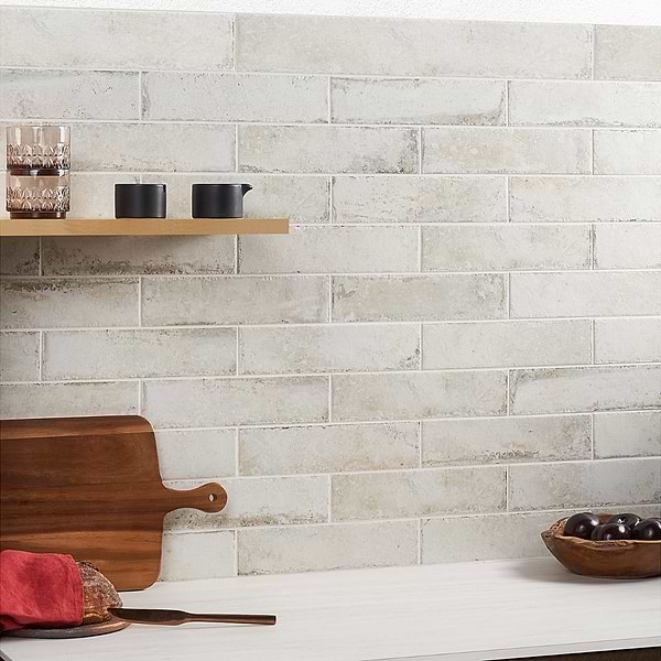 Caruso Olimpia White 3x12 Travertine Look Matte Porcelain Tile