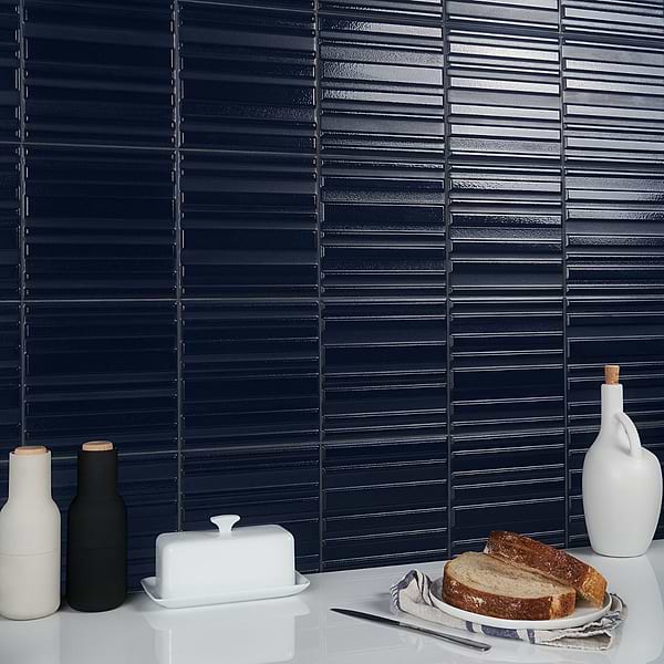 Close Out-Ras Blue 8x16; in Blue White Body Ceramic; for Backsplash, Bathroom Wall, Shower Wall, Wall Tile; in Style Ideas Contemporary, Modern, Transitional