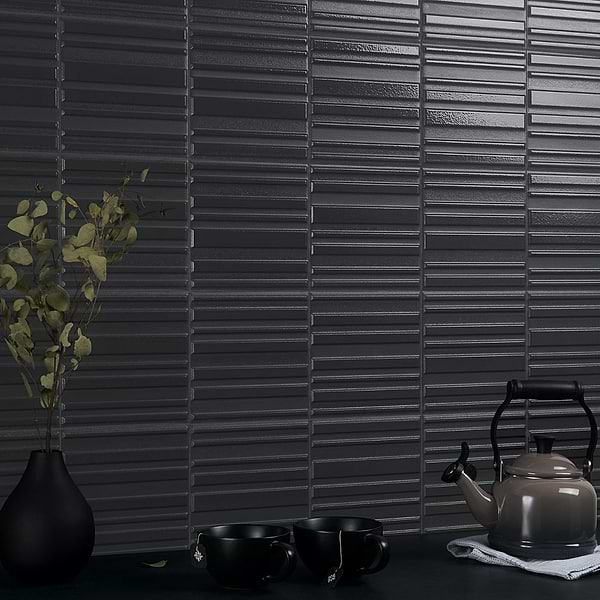 Ras Charcoal 8x16; in Charcoal White Body Ceramic; for Backsplash, Bathroom Wall, Shower Wall, Wall Tile; in Style Ideas Contemporary, Modern, Transitional
