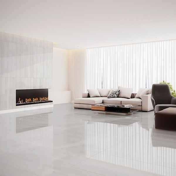 Zenit Bianco White 24x48 Travertine Look Polished Porcelain Tile