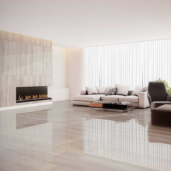 Zenit Taupe Beige 24x48 Travertine Look Polished Porcelain Tile