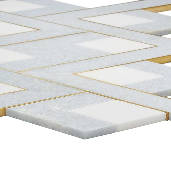 Fontane Celeste - White Thassos- Blue Celeste- & Brass Polished Marble + Brass