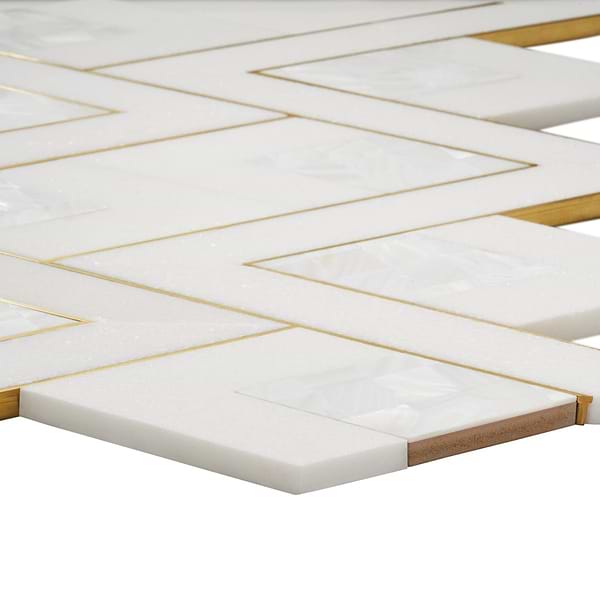 Fontane Pearl - White Thassos- White Pearl- & Brass Polished Marble + Brass