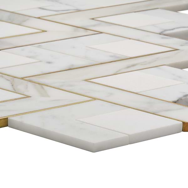 Fontane Bianco - White Thassos- Calacatta- & Brass Polished Marble + Brass