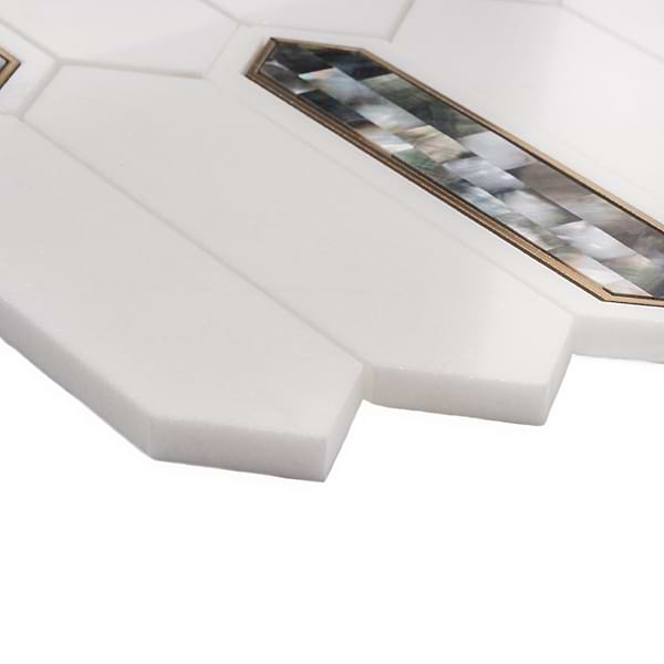 Madelyn Black Pearl - White Thassos- Black Pearl & Brass Polished