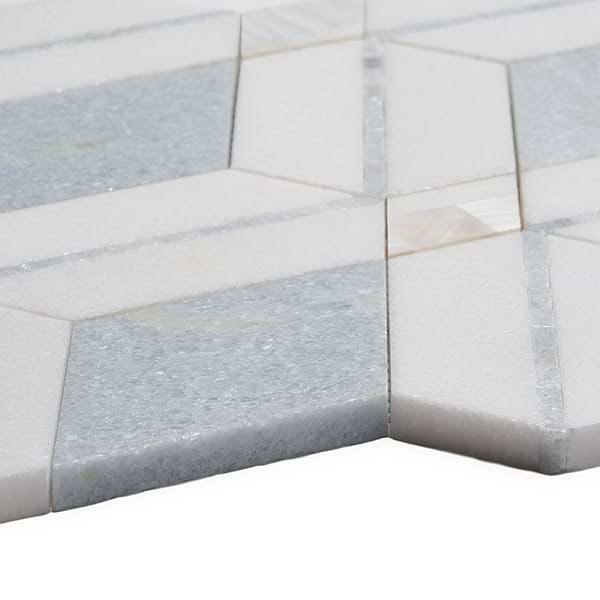 Elaine Azul Blue Celeste Polished Marble and Pearl Mosaic Tile