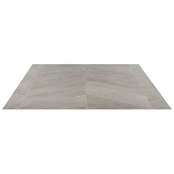 Ages Fumo Light Gray 4x21 Chevron Limestone Look Matte Porcelain Tile